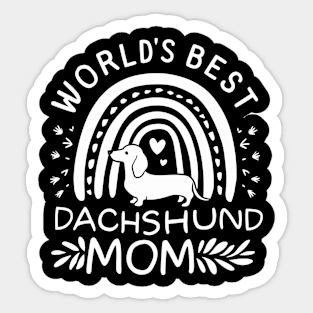 World's Best Dachshund Mom Rainbow Heart Love Sticker